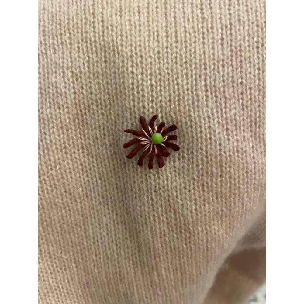 100% Cashmere Crewneck Sweater Light Pink XL DIY Embroidery Tahari Pure Luxe - Picture 6 of 6